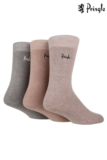 Pringle Brown Full Cushioned Bamboo Leisure Socks 3 Pack (607769) | £14