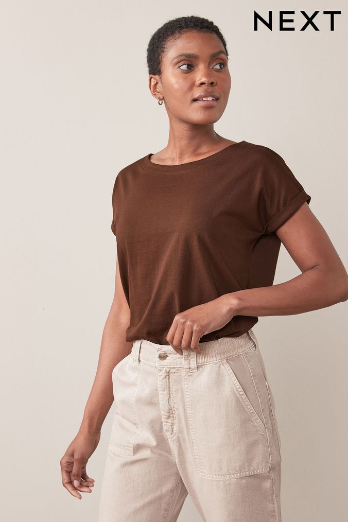 Brown t shirt womens top