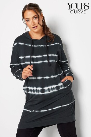 Yours Curve Black Tie Dye Longline Sweatshirt (607967) | £27