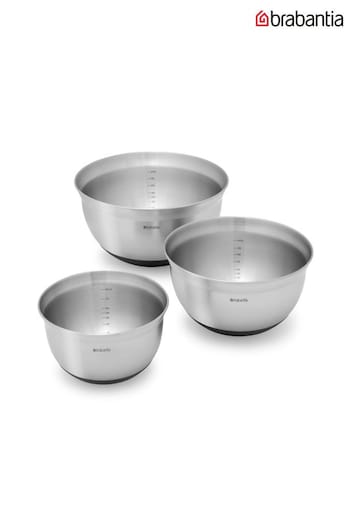 Brabantia Set of 3 Matt Steel/Black Stainless Steel Mixing Bowls (608116) | £60