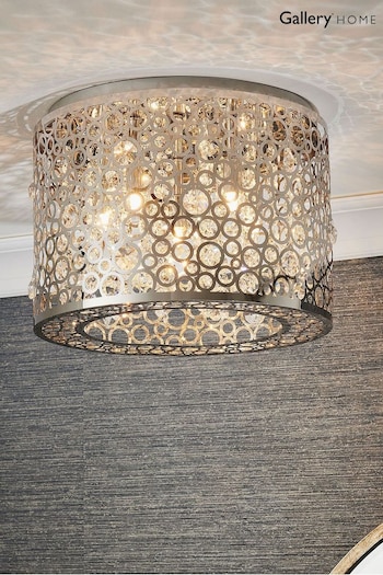 Gallery Home Silver Connie Flush Ceiling Light (608186) | £176