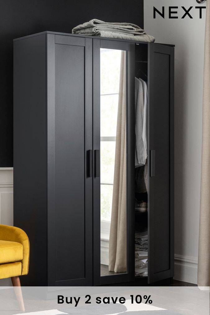 Brimnes wardrobe with 3 doors black hot sale