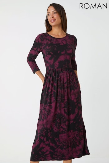 Roman Purple Tie Dye Pocket Stretch Midi Dress (608606) | £40