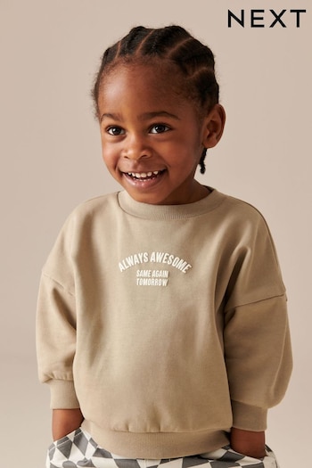 Cement Stone Slogan Crew Neck 100% Cotton Sweatshirt (3mths-7yrs) (608626) | £8.50 - £10.50