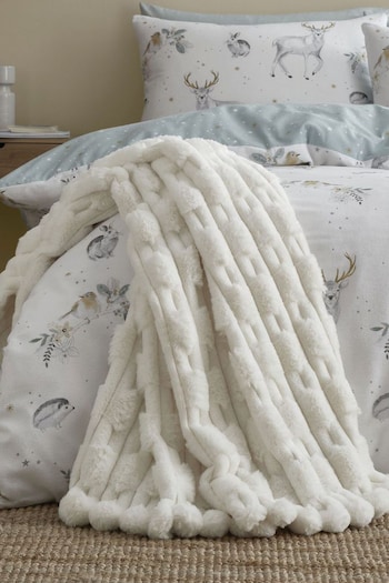 Cream Soft and Cosy Carved Faux Fur Throw (608637) | £40