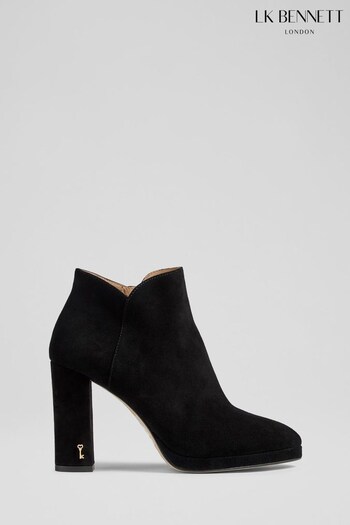 LK Bennett Sierra Suede Platform Black Ankle Boots (608812) | £429