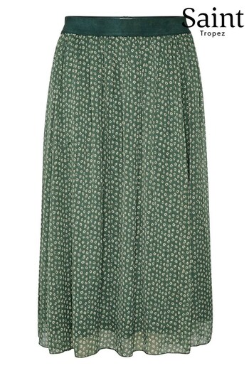 Saint Tropez Green Toral Chiffon Elastic Waist Midi Skirt (609255) | £60