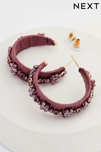 Purple Bead Wrap Hoop Earrings (609292) | £16