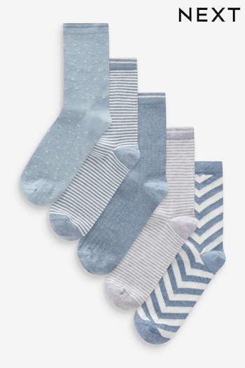 Blue/White/Grey Stripe Ankle Socks 5 Pack (609386) | £12