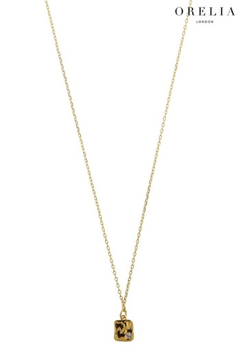 Orelia London 18K Gold Molten & Swarovski Square Charm Necklace (609627) | £22