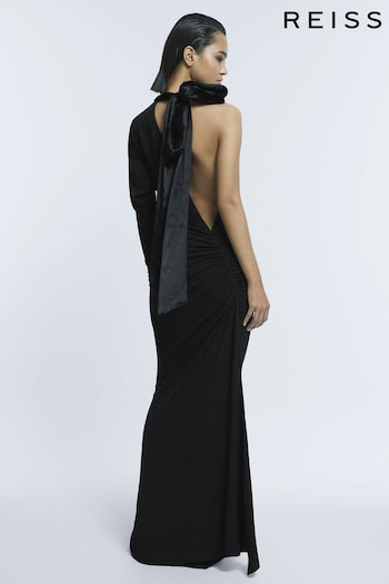 Atelier Fitted One-Shoulder Velvet Bow Maxi Dress (609720) | £545