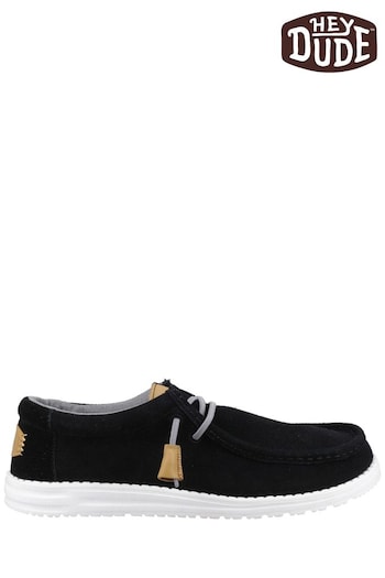 HEYDUDE Wally Craft Suede Black Shoes (609995) | £80
