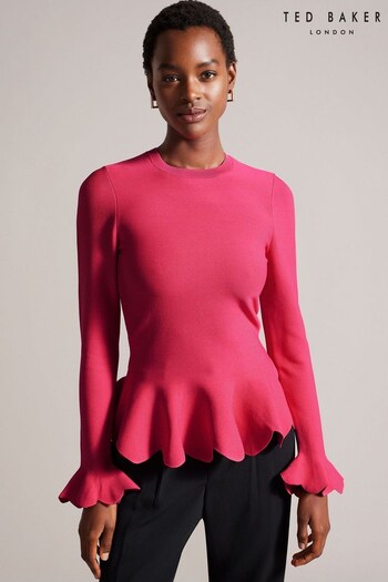 Ted Baker Pink Lillyyy Fitted Top With Peplum (610187) | £110