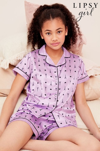 Lipsy Purple Satin Pyjamas (610203) | £20 - £28