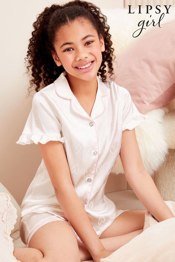 Girls short satin pyjamas online