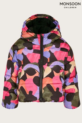 Monsoon Pink Short Print Puffer Jacket (610252) | £50 - £60
