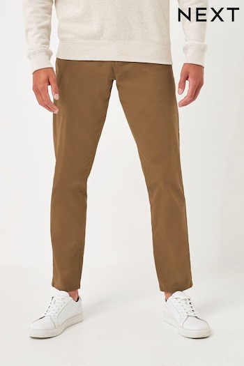 Tan Brown Straight Stretch Chino logo-print Trousers (610310) | £22
