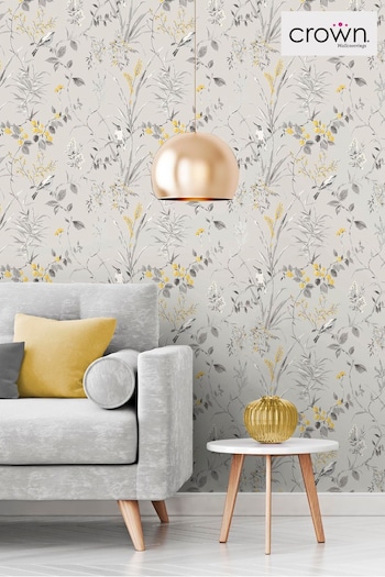 Crown Yellow Mariko Floral Wallpaper (610311) | £17