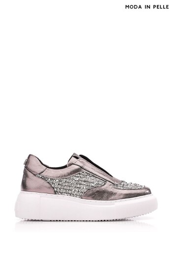 Moda in Pelle Grey Althea Slip-On Chunky Wedge Trainers (610591) | £119