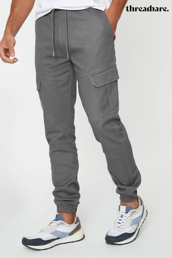 Threadbare Grey Cotton Blend Cuffed Cargo Pocket Trousers (611375) | £35