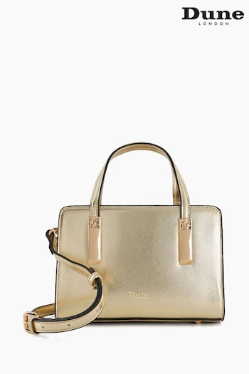 Dune London Gold Dinkydenbeigh Mini Branded Handle Tote Bag (611438) | £75