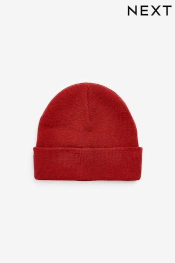 Brick Red Flat Knit Beanie Hat (3mths-16yrs) (611699) | £4 - £8