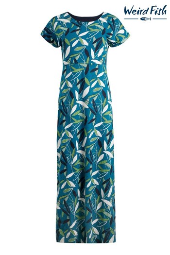 Weird Fish Blue Mirren Organic Printed Maxi Dress (611921) | £55