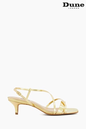 Dune London Gold Madely Asymmetric Strappy Sandals (612005) | £95