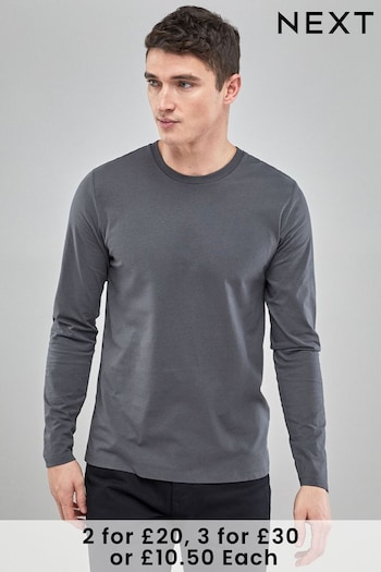 Charcoal Grey Long Sleeve Crew Neck T-Shirt (612283) | £10.50