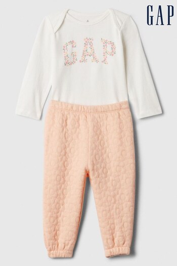 Gap White and Orange Two Piece Top and Legging Zhoe Set (Newborn-24mths) (612653) | £18