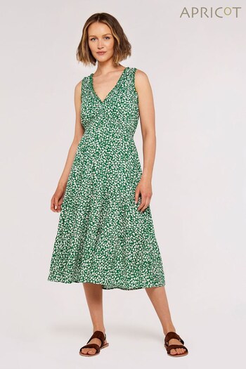 Apricot Green Abstract Daisy Smock Midi Dress (612690) | £34
