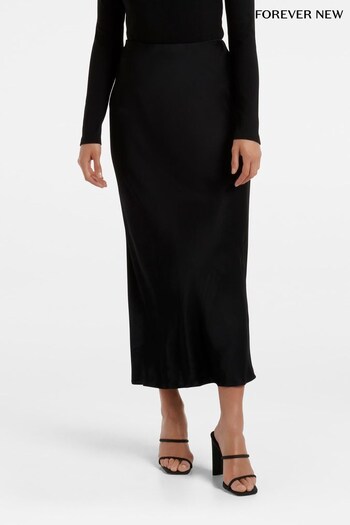Forever New Black Portia Bias Midi Skirt (612767) | £45