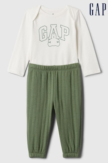 Gap Green and White Two Piece Top and Legging Set (Newborn-24mths) (612795) | £18