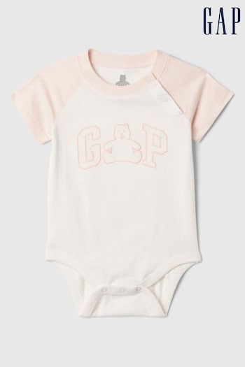 Gap Pink Organic Cotton Brannan Bear Logo Baby Bodysuit (Newborn-24mths) (612816) | £8