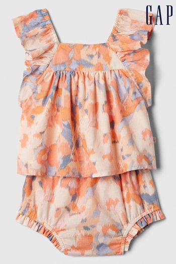 Gap Orange Baby Linen-Cotton Blend Print Outfit Set (Newborn-24mths) (612905) | £25