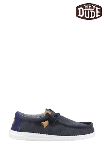 HEYDUDE Blue Wally Corduroy Shoes (612926) | £65