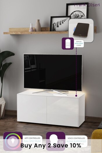Frank Olsen White Smart LED Medium TV Stand (613072) | £370