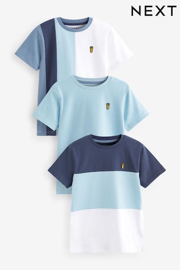 Blue/White Colourblock T-Shirts mouwen 3 Pack (3-16yrs) (613140) | £23 - £29