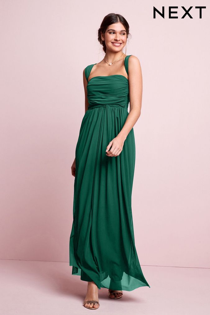 Forest Green Mesh Multiway Bridesmaid Wedding Maxi Dress (613342) | £65