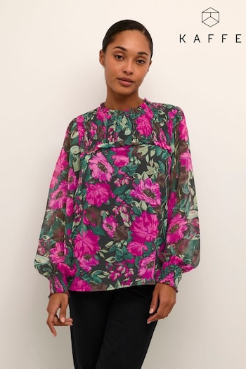 Kaffe Black/Pink Willa Long Sleeve Casual Fit Blouse (613511) | £75