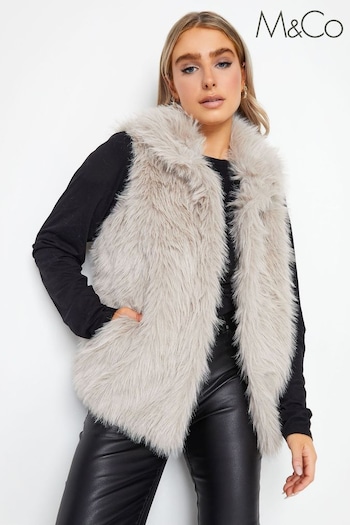 M&Co Natural Long Faux Fur Gilet (613784) | £70