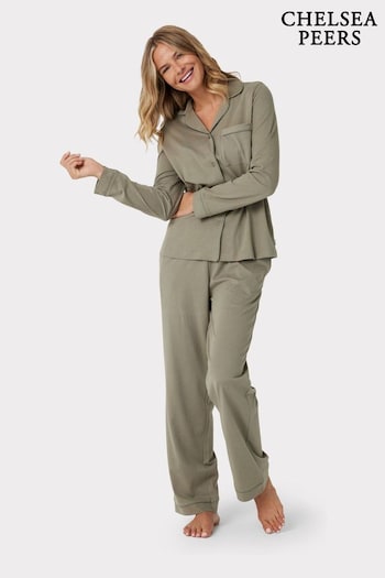 Chelsea Peers Green Organic Cotton Button Up Pyjama Set (613884) | £55