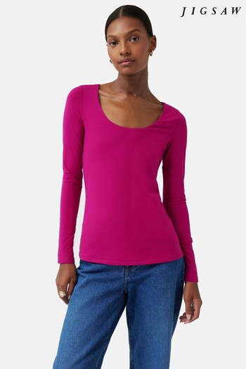 Jigsaw Pink Double Front Ballet Neck T-Shirt (614229) | £39