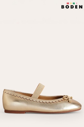 Boden Gold Leather Ballet Flat Shoes bajo (614235) | £37 - £42