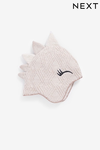 Cream Knitted Dino Trapper Hat (3mths-6yrs) (614327) | £9 - £10