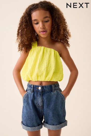 Yellow One Shoulder Texture Bubble Top (3-16yrs) (614353) | £8 - £13