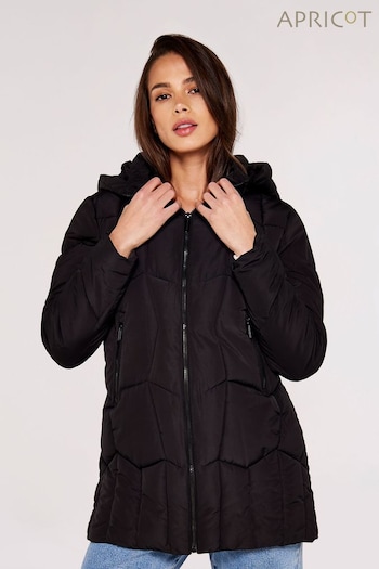 Apricot Black Mixed Panel Hooded Puffer Jacket (614379) | £49