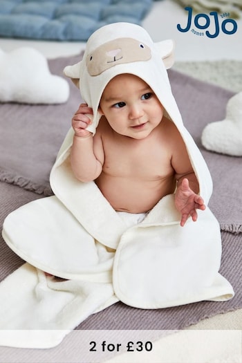 JoJo Maman Bébé Cream Lamb Hooded Towel (614765) | £19.50