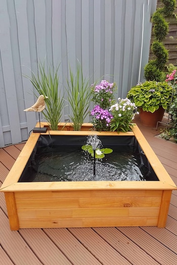 Promex Brown Raised Square Garden Solar Pond Kit with Planting Zone (615146) | £320
