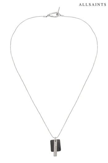 AllSaints Silver Tone Signature Tag Pendant Necklace (615188) | £95